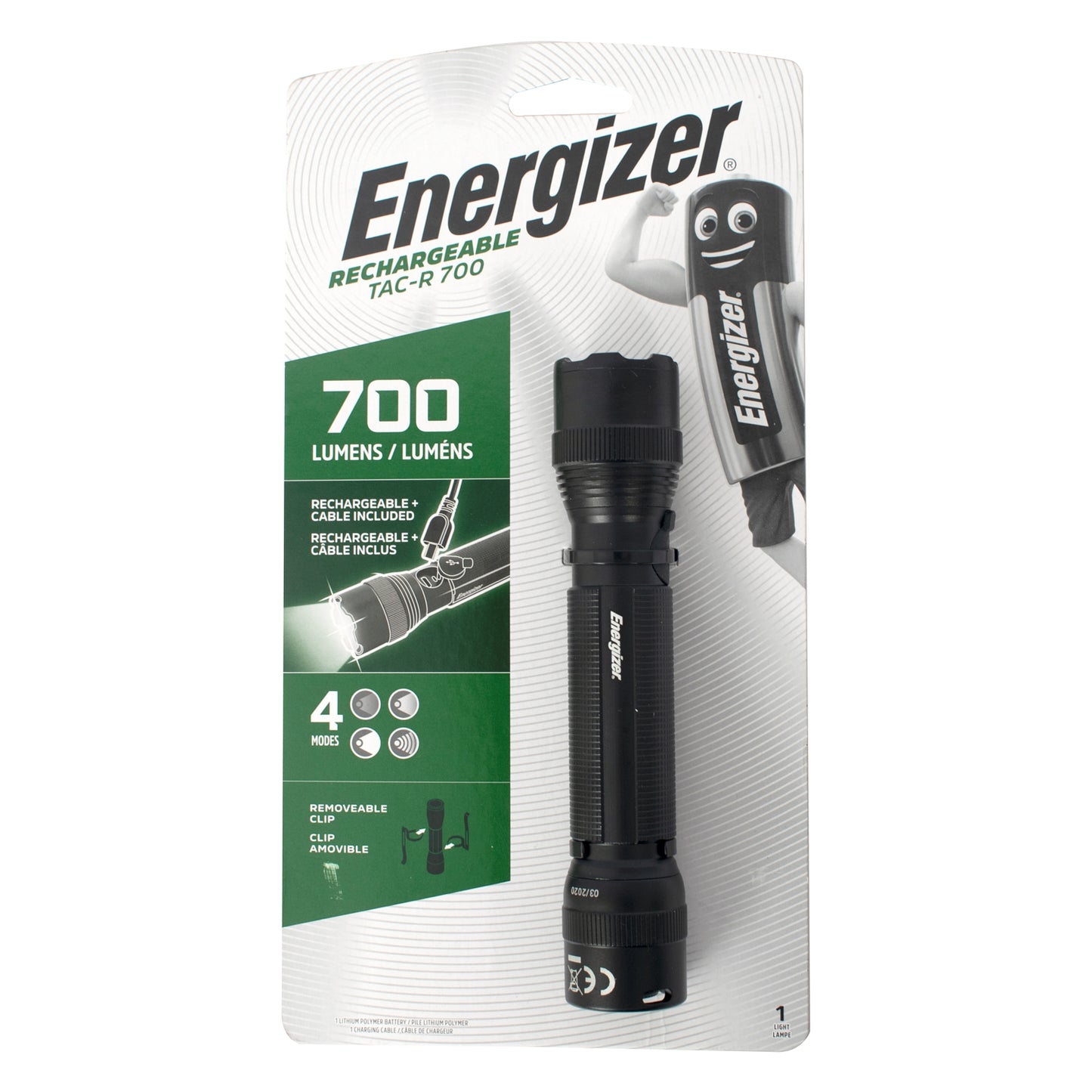 TACTICLE RECHARGE 700LUMENS TORCH ENERGIZER FLASHLIGHT