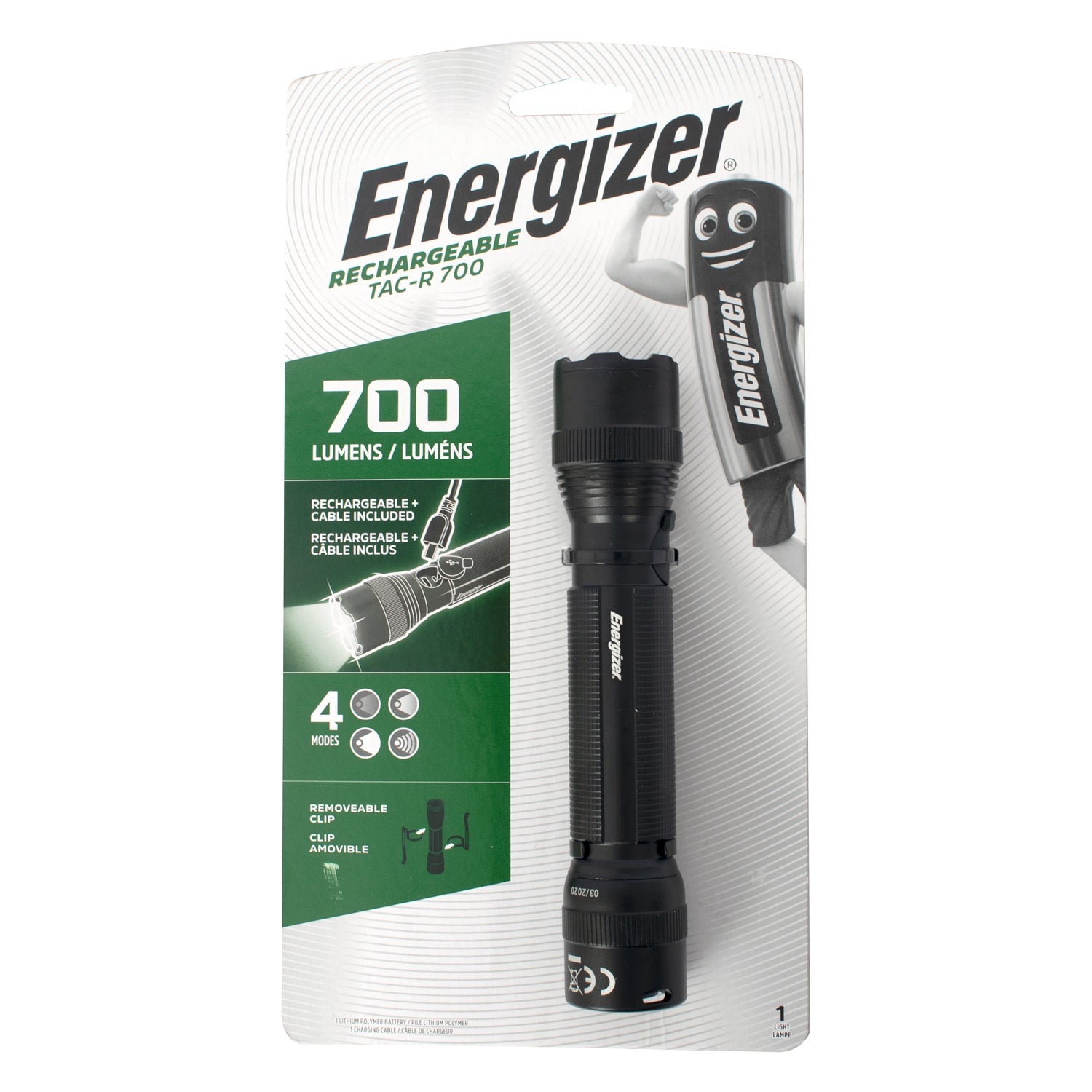 TACTICLE RECHARGE 700LUMENS TORCH ENERGIZER FLASHLIGHT
