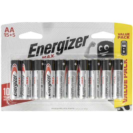 MAX AA BATTERY-15+5 FREE PACK (MOQ10) ENERGIZER