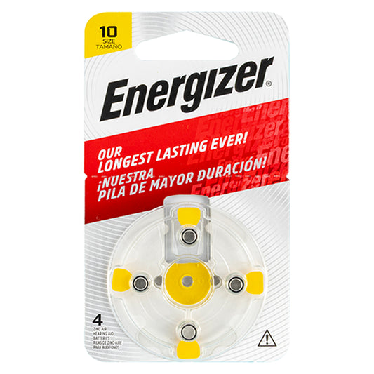 HEARING AID BATTERY 10 YELLOW-4PACK ZINC AIR ENERGIZER