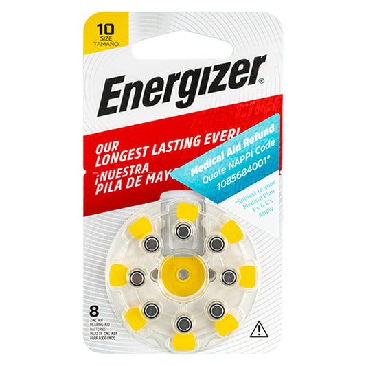 HEARING AID BATTERY 10 YELLOW-8PACK ZINC AIR ENERGIZER