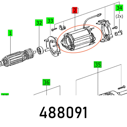 FIELD COIL DX93 E KOMPL. ET-GRUPPE