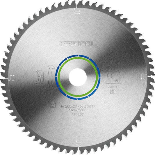 SAW BLADE HW 260 X 2,4 X 30 TF68 TCT CIRCULAR SAW 68T