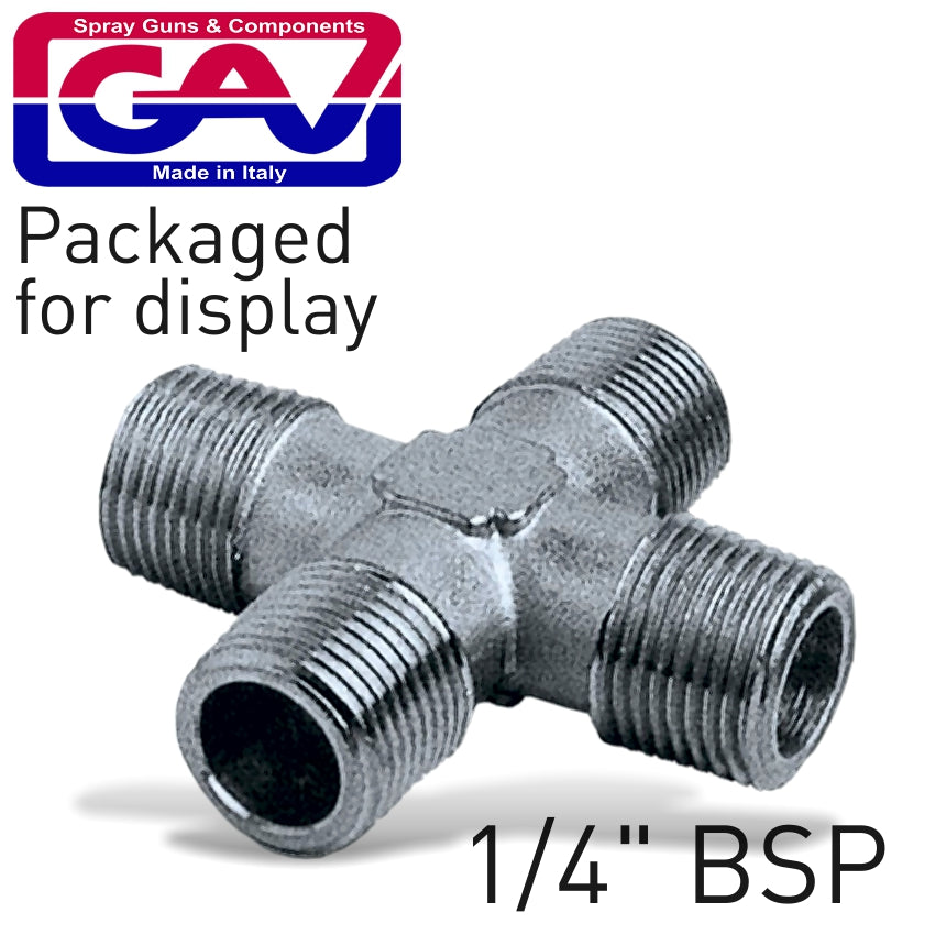 4-WAY CONNECTOR 1/4' MMMM PACKAGED