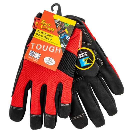 WORK GLOVE MEDIUM-ALL PURPOSE RED WITH TOUCH FINGER