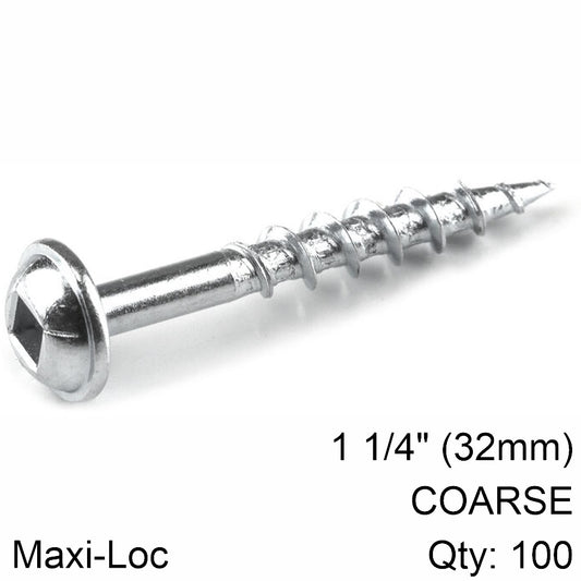 KREG ZINC POCKET HOLE SCREWS 32MM 1.25' #8 COARSE THREAD MX LOC 100CT