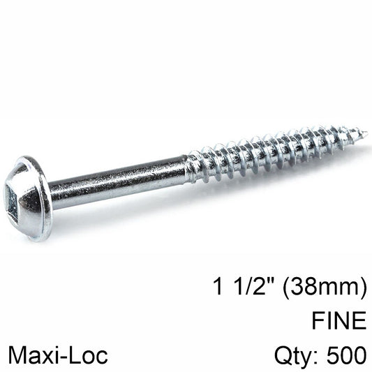KREG ZINC POCKET HOLE SCREWS 38MM 1.50' #7 FINE THREAD MX LOC 500CT