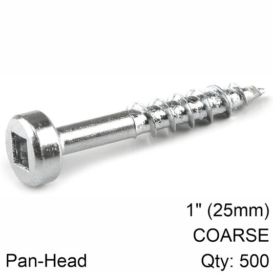 KREG ZINC POCKET HOLE SCREWS 25MM 1.00' #7 COARSE THREAD PAN HEAD 500C