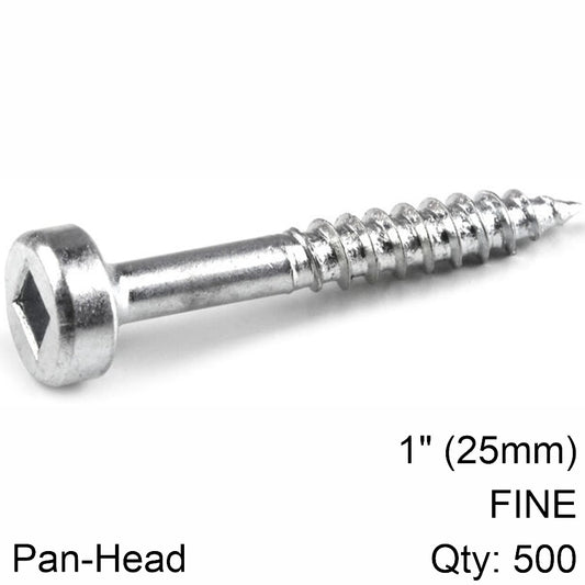 KREG ZINC POCKET HOLE SCREWS 25MM 1.00' #6 FINE THREAD PAN HEAD 500CT