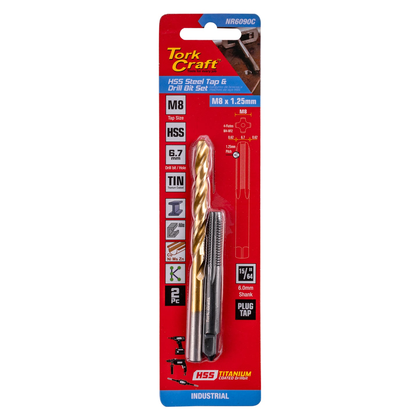 TAP HSS 8X1.25 &  DRILL 6.7MM 2PC SET