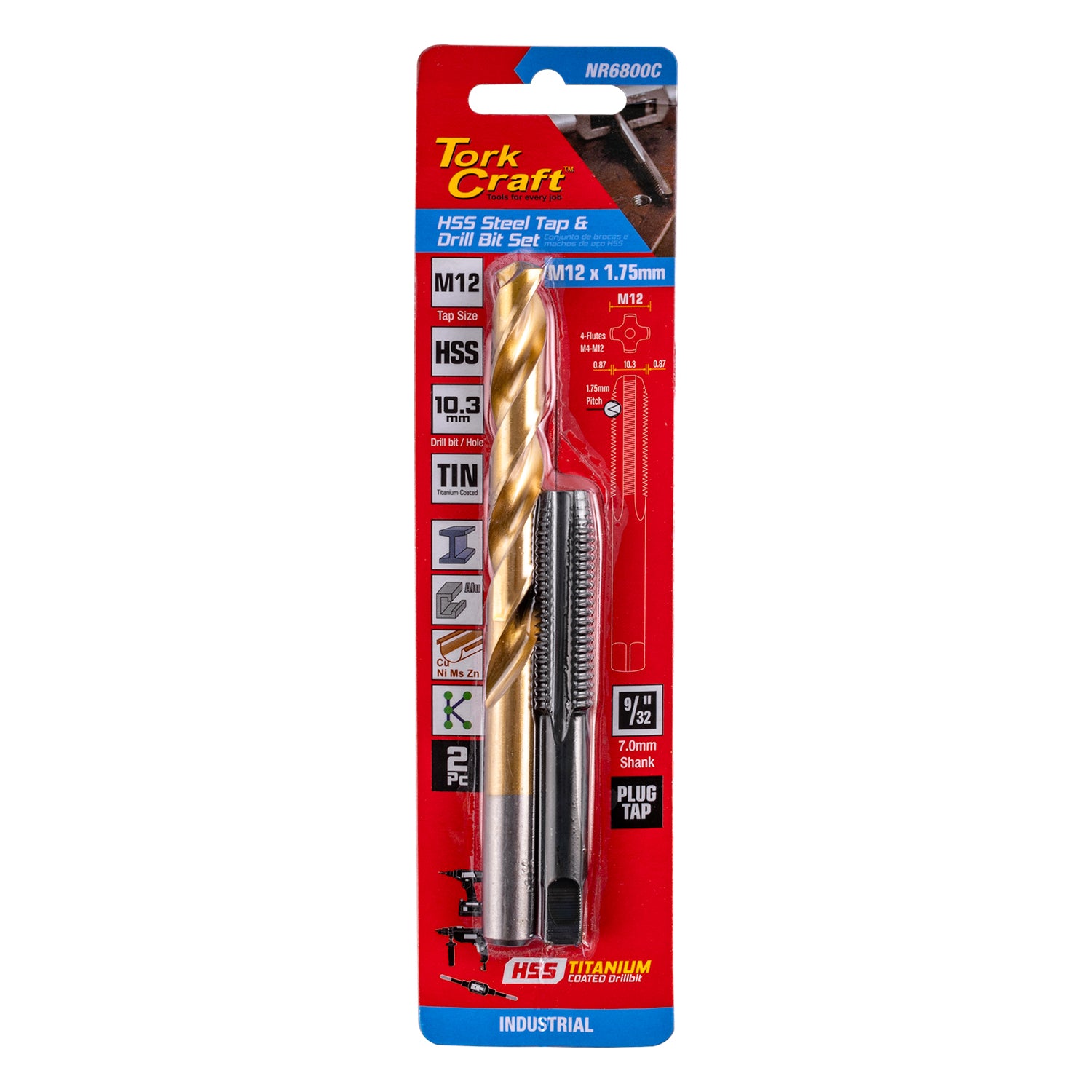 TAP HSS 12X1.75 & DRILL 10.3MM 2PC SET