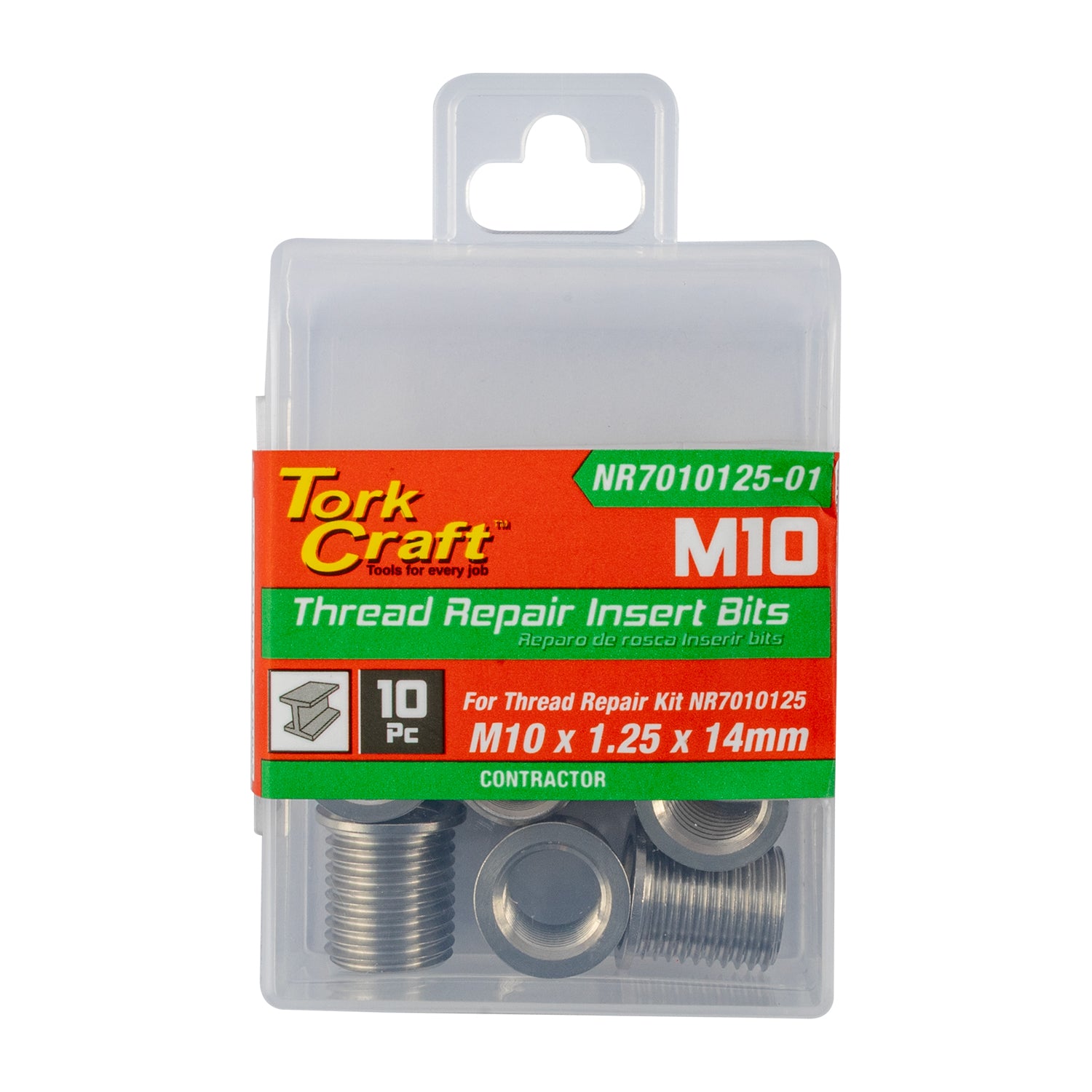 REPL. INSERT 10PC M10 X 1.25 X 14MM S/STEEL FOR NR7010125