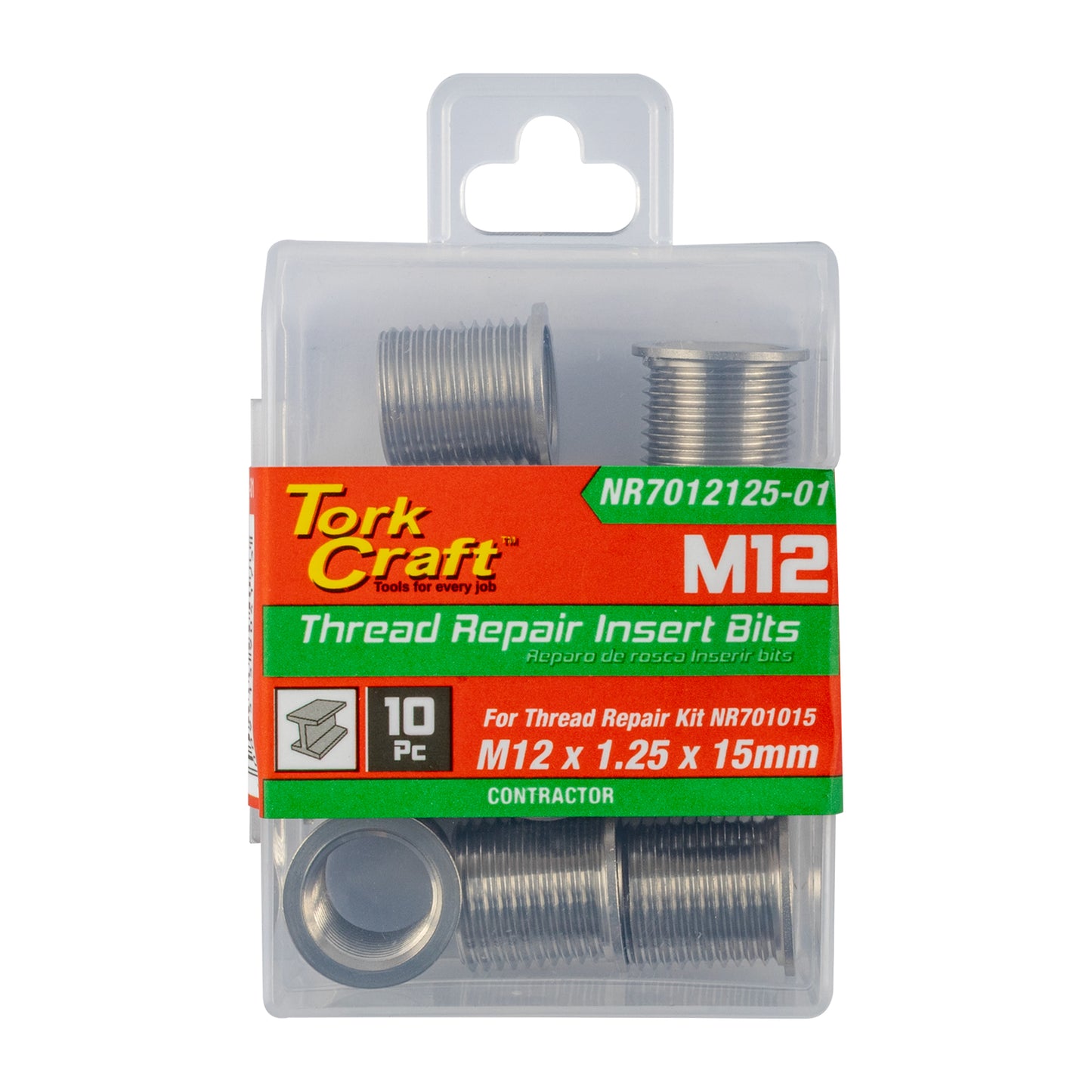 REPL. INSERT 10PC M12 X 1.25 X 15MM S/STEEL FOR NR7012125