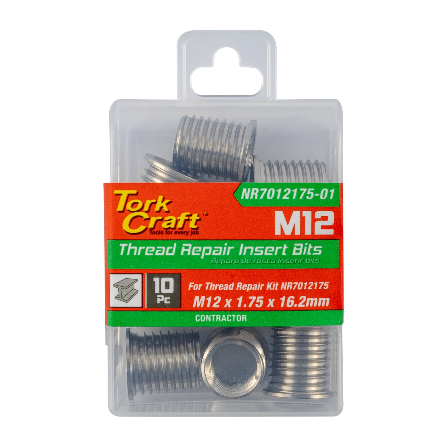 REPL. INSERT 10PC M12 X 1.5 X 9.2MM S/STEEL FOR NR701215