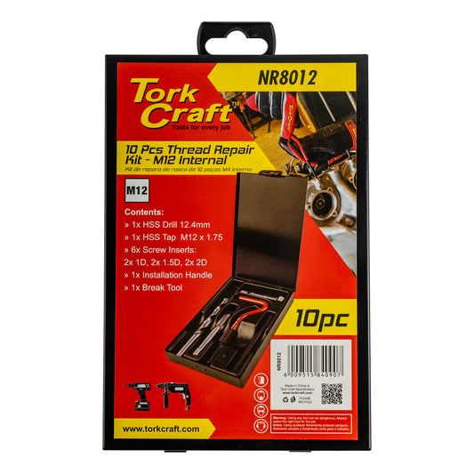 THREAD REPAIR KIT 10PC M12 X 1.75MM INTERNAL (METAL BOX)