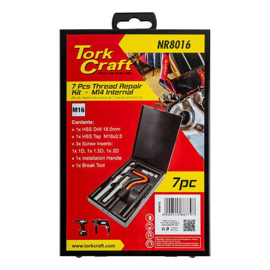 THREAD REPAIR KIT 7PC M16 X 2.0MM INTERNAL (METAL BOX)