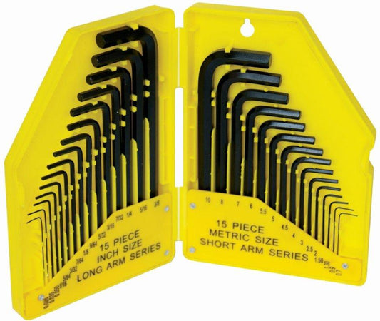 30PC ALLEN KEY SET 0.7-10 METRIC & IMPERIAL SIZES IN PLASTIC CASE