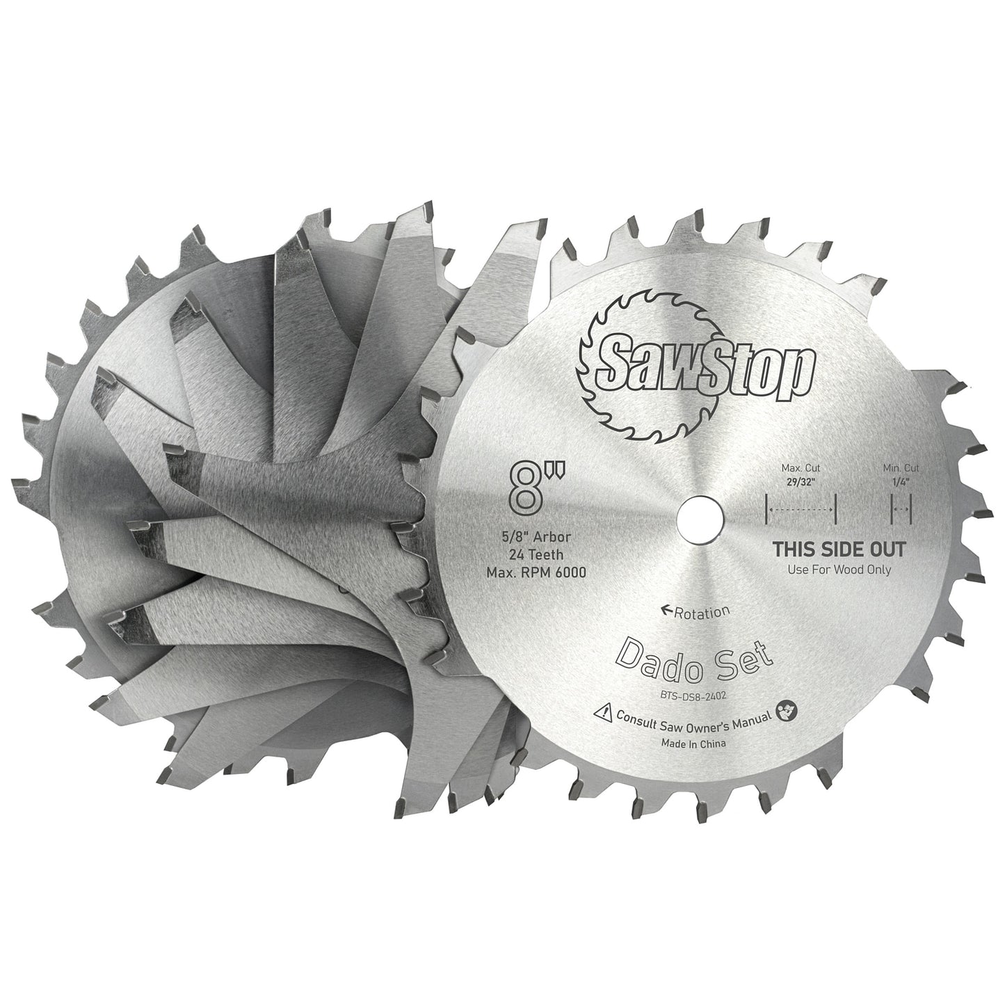 PREMIUM DADO SET 203.2 X 15.875 X 24T 4 X 1/4', 1/8',1/16',3/32' CHIP
