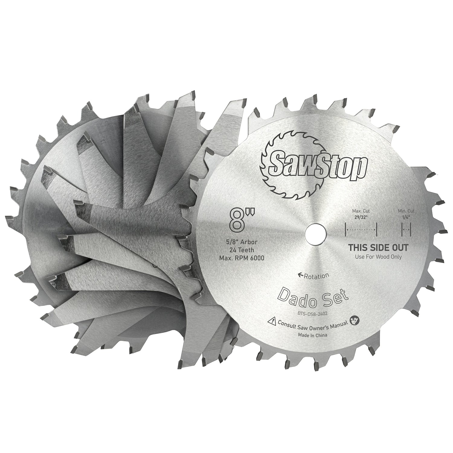 PREMIUM DADO SET 203.2 X 15.875 X 24T 4 X 1/4', 1/8',1/16',3/32' CHIP