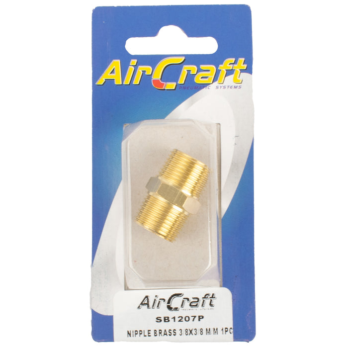 NIPPLE BRASS 3/8X3/8 M/M 1PC PACK