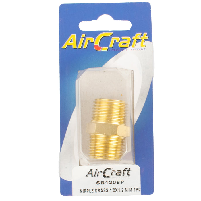 NIPPLE BRASS 1/2X1/2 M/M 1PC PACK