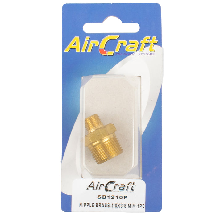 NIPPLE BRASS 1/8X3/8 M/M 1PC PACK