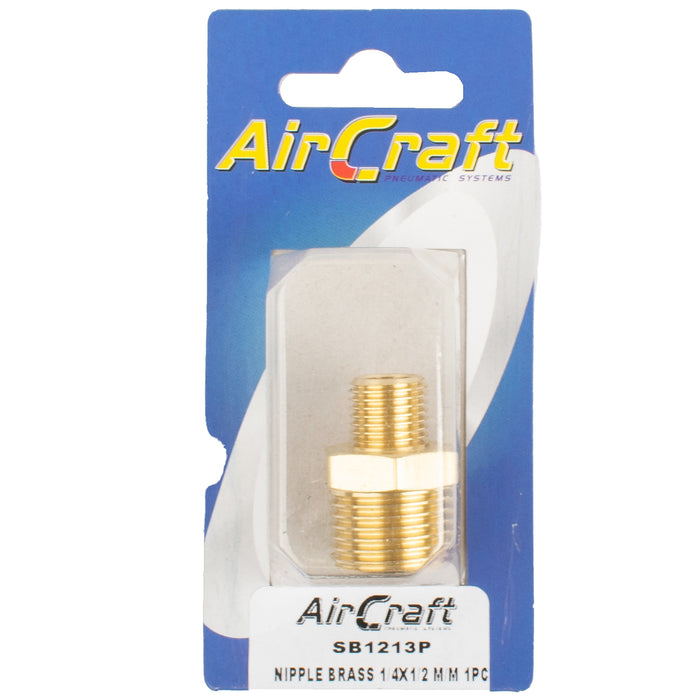 NIPPLE BRASS 1/4X1/2 M/M 1PC PACK