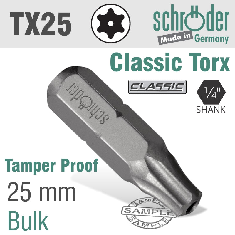 TORX TAMPER RESIST T25H X 25MM