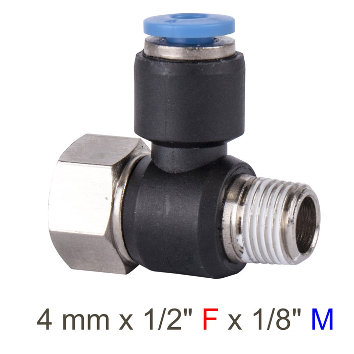 PU HOSE FITTING TEE 4MM X 1/8'F X 1/8'M