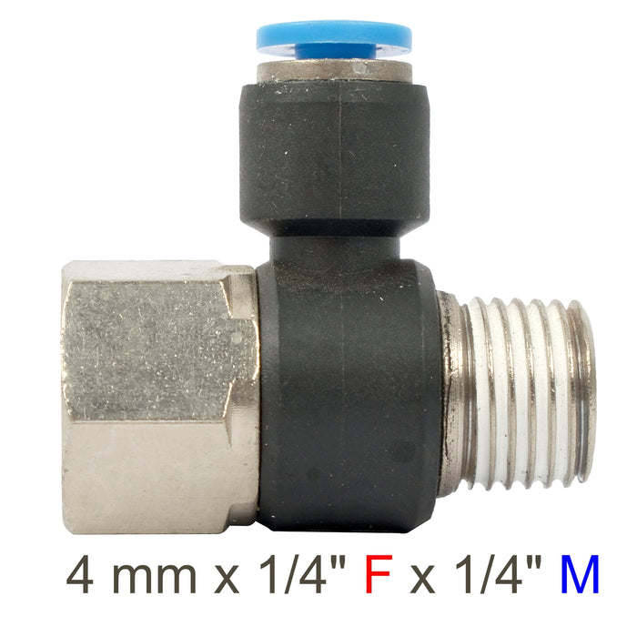PU HOSE FITTING TEE 4MM X 1/4'F X 1/4'M
