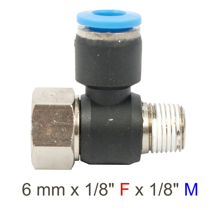 PU HOSE FITTING TEE 6MM X 1/8'F X 1/8'M