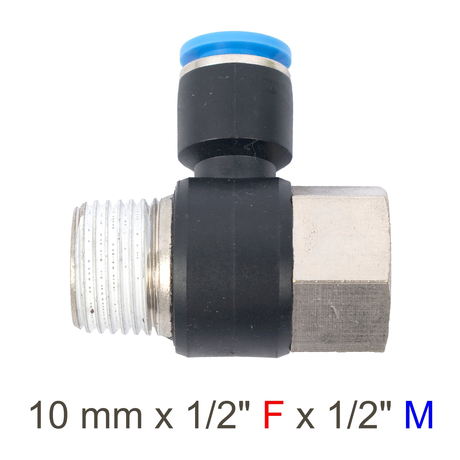 PU HOSE FITTING TEE 10MM X 1/2'F X 1/2'M