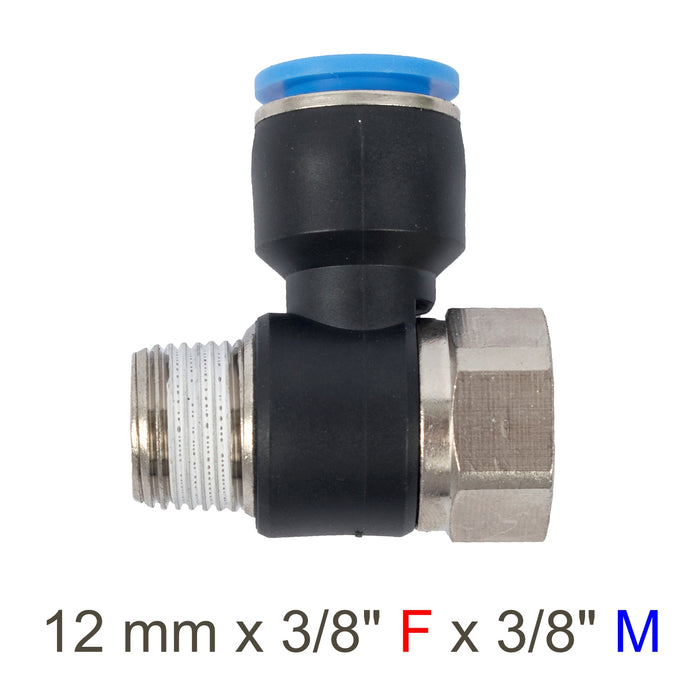 PU HOSE FITTING TEE 12MM X 3/8'F X 3/8'M