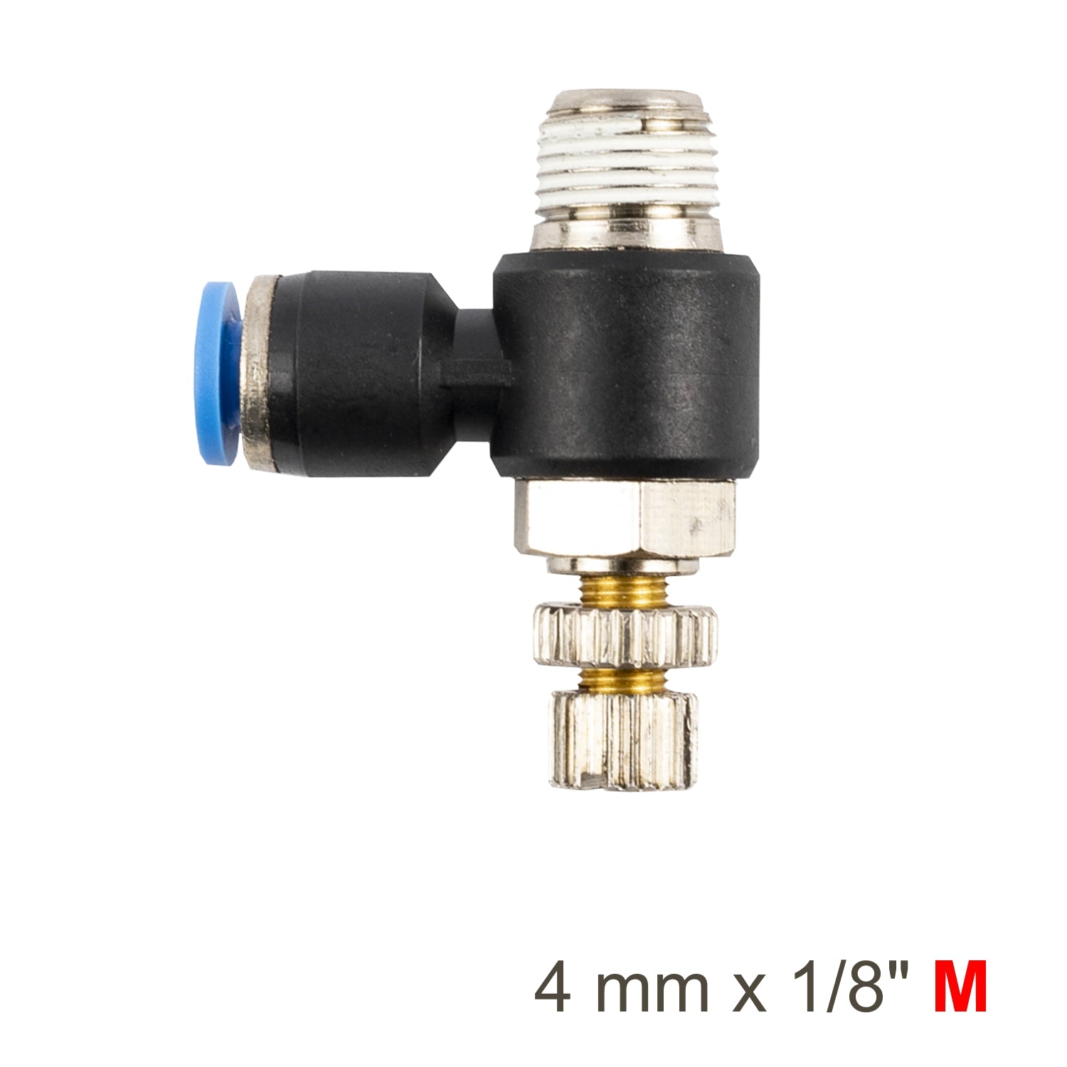 FLOW CONTROL SWIV. ELBOW PU 4MM X 1/8' M
