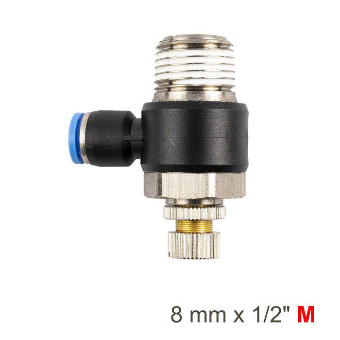 FLOW CONTROL SWIV. ELBOW PU 8MM X 1/2' M
