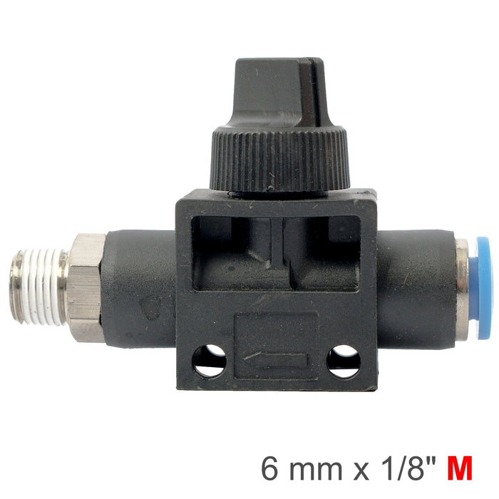 PU HOSE FITTING VALVE 6MM X 1/8'M