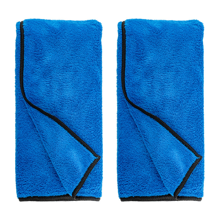 MICROFIBRE CLOTH FLEECE DRY TOWEL BLUE 400MM X 600MM 280GSM 2PC