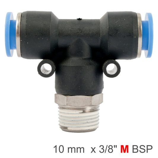 PU HOSE FITTING TEE 10MM-3/8 M