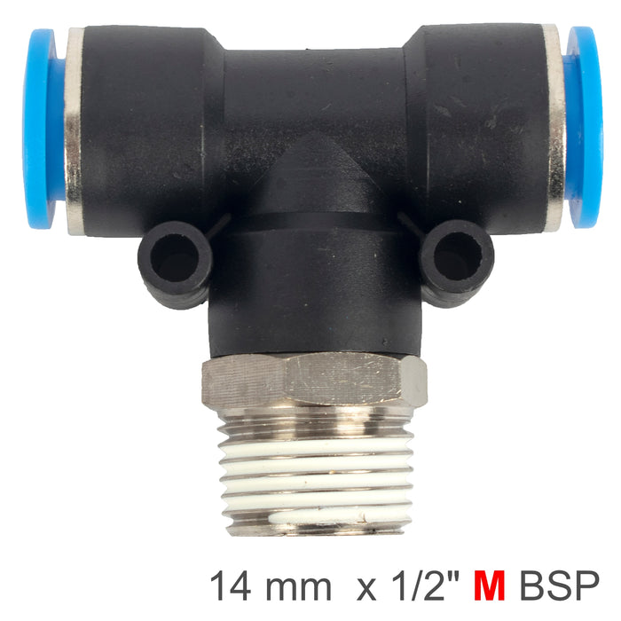 PU HOSE FITTING TEE 14MM-1/2 M
