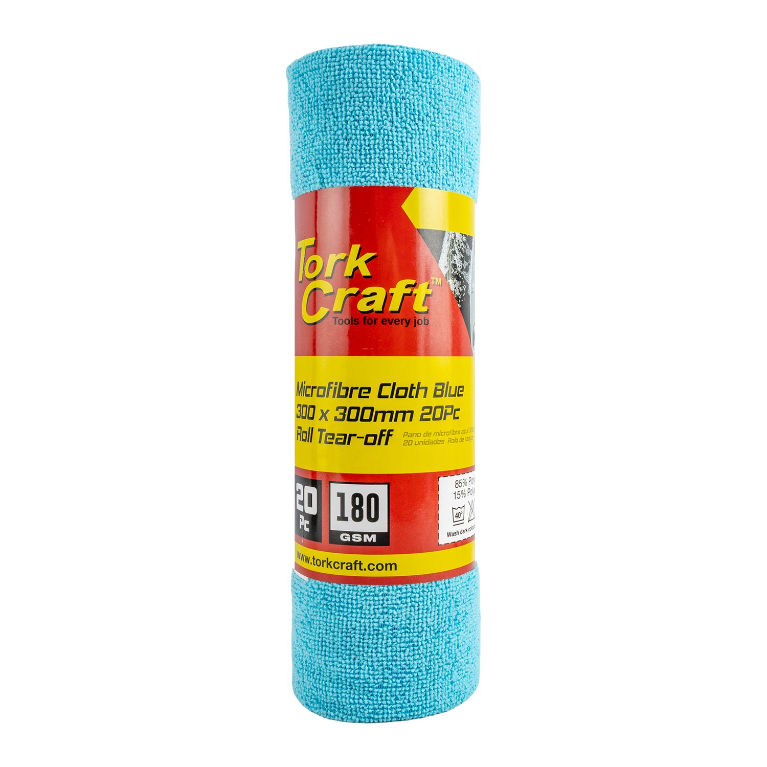MICROFIBRE CLOTH GREY 300MM X 300MM 20PC ROLL TEAR-OFF 180GSM