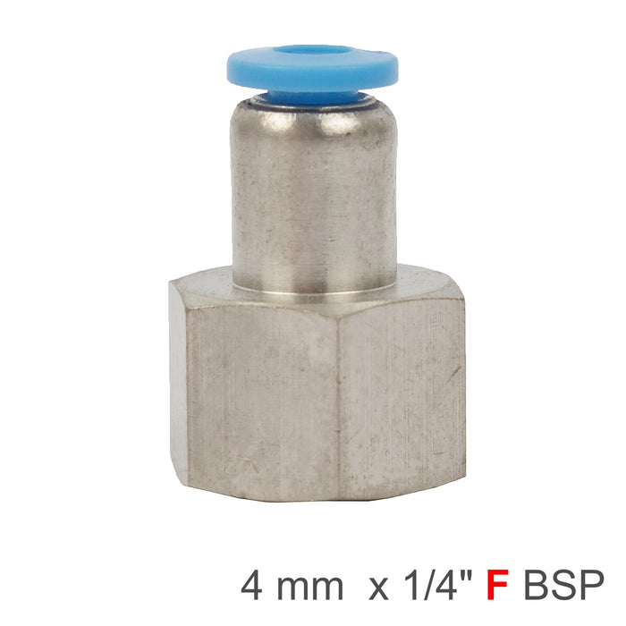 PU HOSE FITTING STRAIGHT STUD 4MM-1/4 F