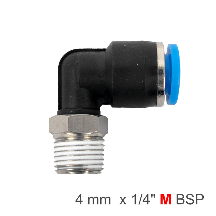 ELBOW 4MM-1/4 M PU HOSE FITTING