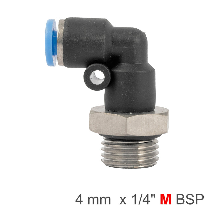 ELBOW W/O-RING 4MM-1/4 M PU HOSE FITTING