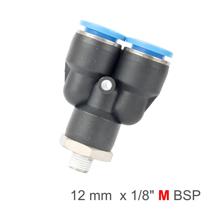 PU HOSE FITTING Y JOINT 12MM-1/8 M