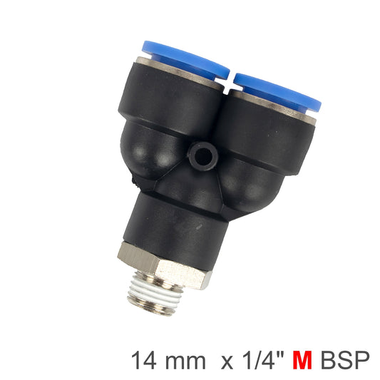 PU HOSE FITTING Y JOINT 14MM-1/4 M
