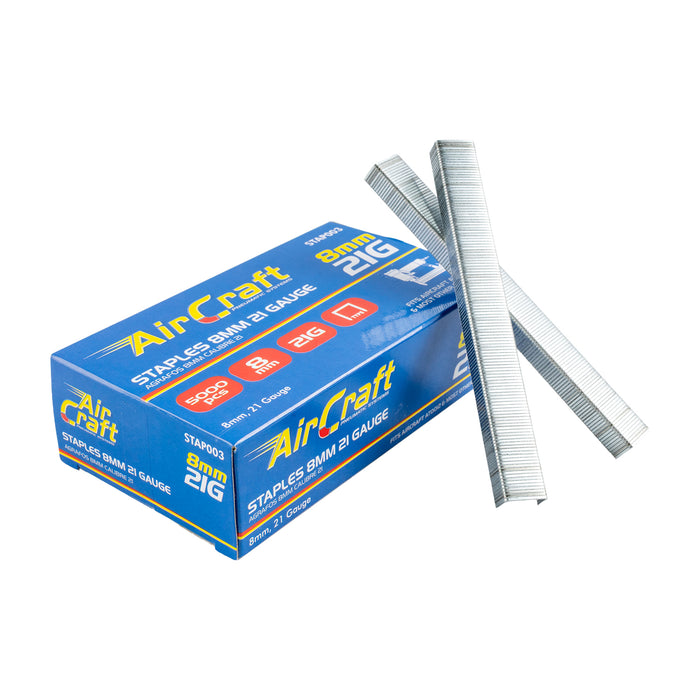 STAPLES 8MM 21 GAUGE 5000 PER BOX