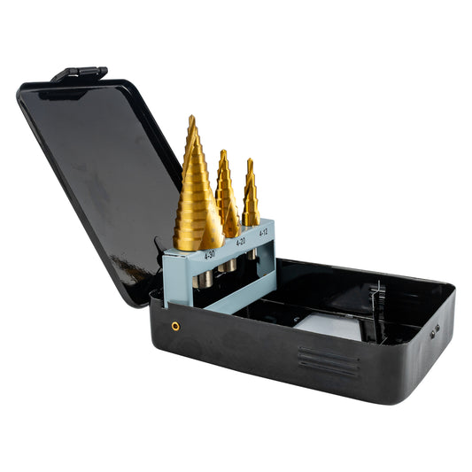 STEP DRILL SET 3 PCE HSS IN PLASTIC CASE
