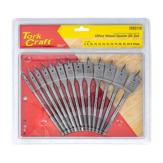 SPADE BIT SET 13PCE DOUBLE BLISTER