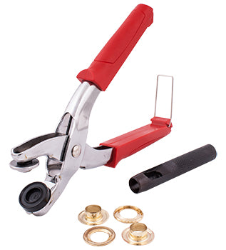 GROMMET SETTING TOOL KIT C/W 10PC EYELETS 12MM