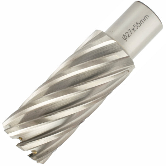 ANNULAR HOLE CUTTER HSS 27 X 55MM WELD SHANK 19.05MM